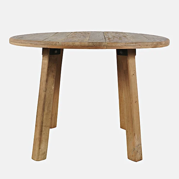Jofran Reclamation 42" Rustic Reclaimed Solid Wood Round Dining Table in Rustic Unfinished Brown 2301-RND42