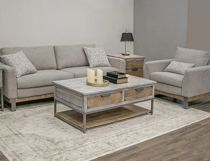 IFD Mita 2pc Sofa Living Room Set in Green/Gray