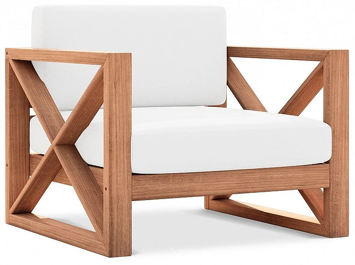 Meridian Anguilla Water Resistant Fabric Upholsetered Outdoor Patio Accent Chair 352White-C