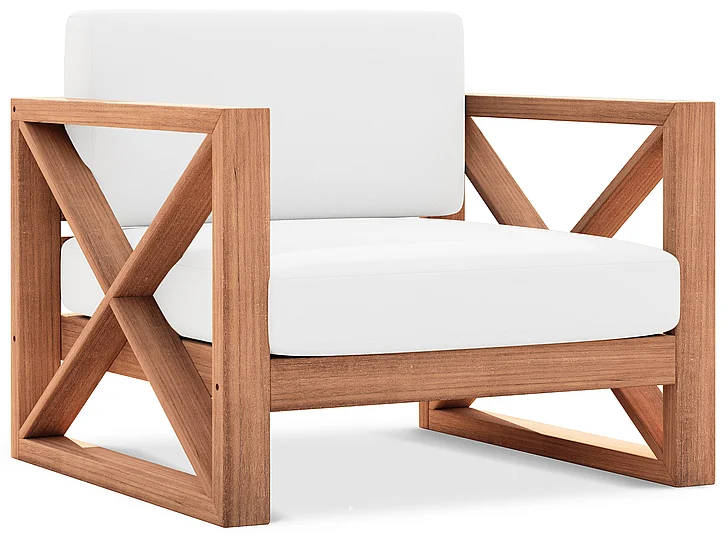 Meridian Anguilla Water Resistant Fabric Outdoor Accent Chair in Off White Water Resistant Fabric 352White-C
