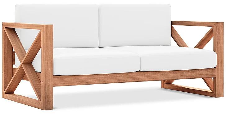 Meridian Anguilla Water Resistant Fabric Outdoor Loveseat in Off White Water Resistant Fabric 352White-L