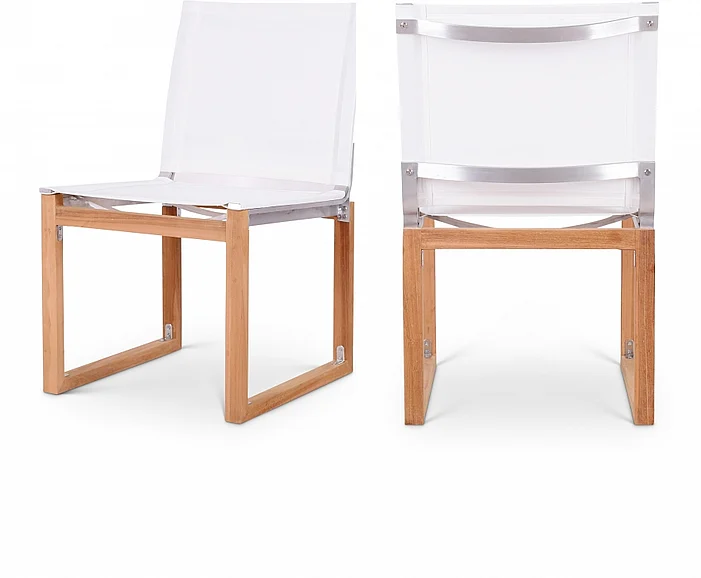 Meridian Tulum Water Resistant Fabric Outdoor Dining Side Chair in Off White Water Resistant Fabric 353White-SC