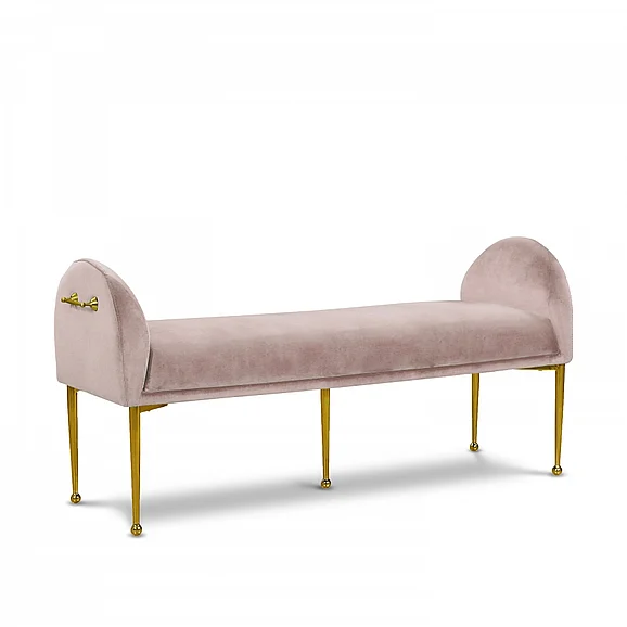 Meridian Owen Velvet Bench in Pink Velvet 144Pink