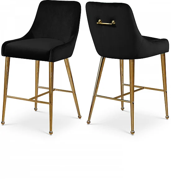 Meridian Owen Velvet Counter Stool in Black Velvet 745Black