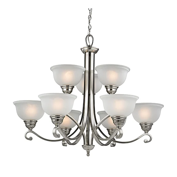 Thomas Lighting Hamilton 36'' Wide 9-Light Chandelier - Brushed Nickel with White Glass 2309CH/20