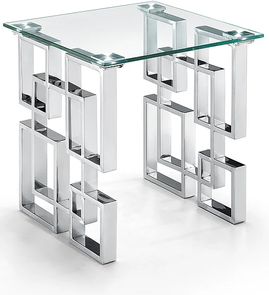 Meridian Alexis Chrome End Table in Chrome Stainless Steel 231-E