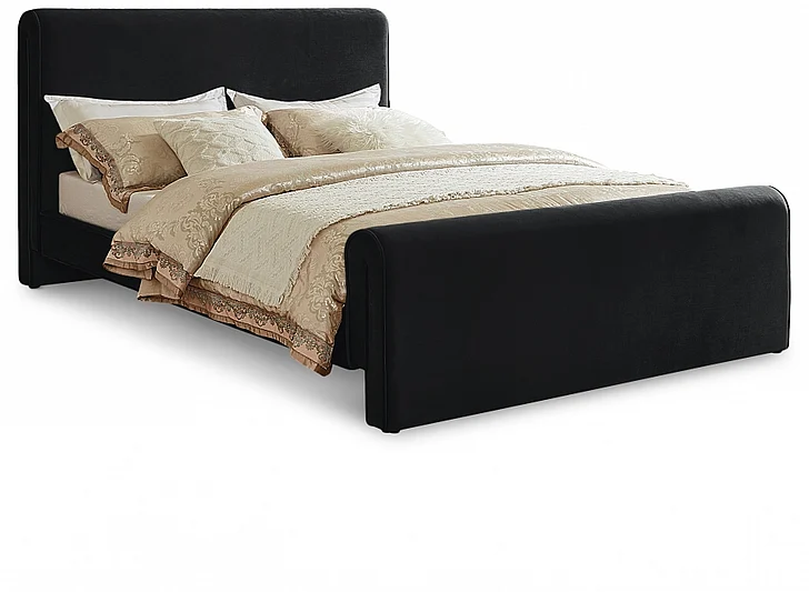 Meridian Sloan Velvet Queen Bed in Black Velvet SloanBlack-Q