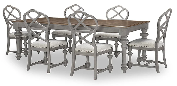 Legacy Kingston 7pc Leg Dining Room Set in Gray