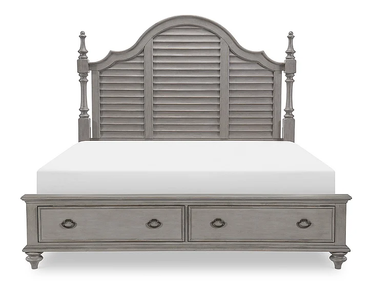 Legacy Kingston Louvered Poster Bed w/ Storage FB, King in Gray 2311-4136K