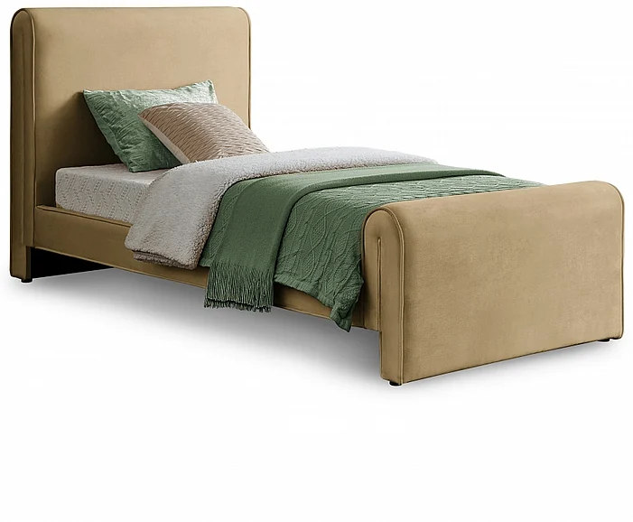 Meridian Sloan Velvet Twin Bed in Camel Velvet SloanCamel-T