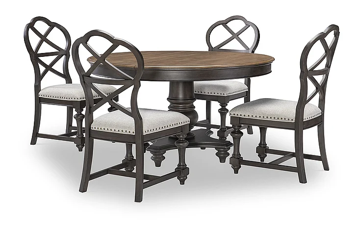 Legacy Kingston 5pc Round Pedestal Dining Room Set in Dark Sable