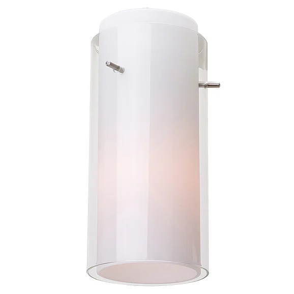 Access Lighting Glass`n Glass Cylinder Shade in Brushed Steel/Clear Opal 23133-BS/CLOP