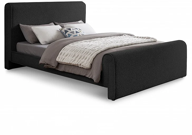 Meridian Stylus Boucle Fabric Full Bed in Black Boucle Fabric StylusBlack-F