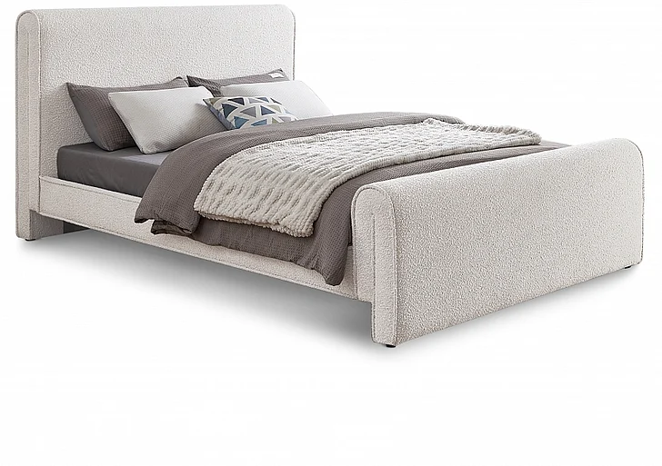 Meridian Stylus Boucle Fabric Full Bed in Cream Boucle Fabric StylusCream-F