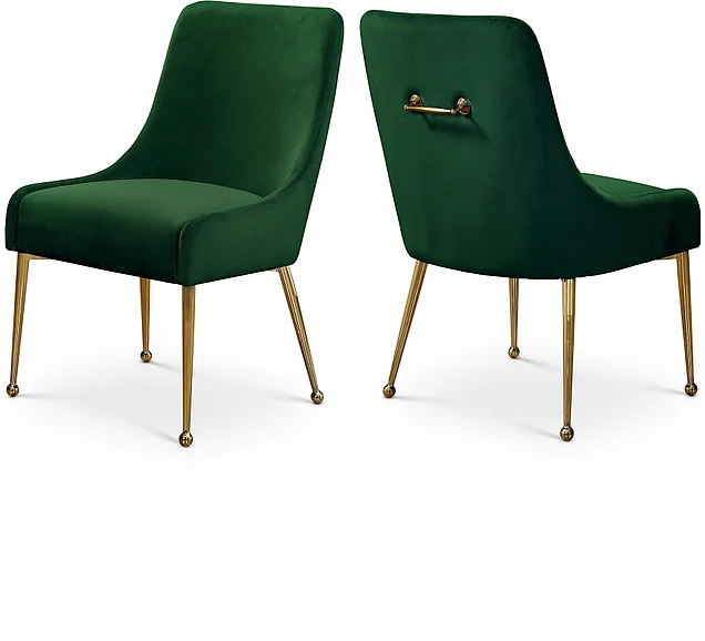 Meridian Owen Velvet Dining Chair in Green Velvet 744Green
