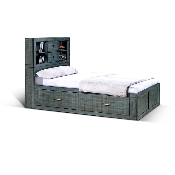 Sunny Designs Twin Captains Bookcase Storage Bed in Little Boy Blue 2319LB-ST