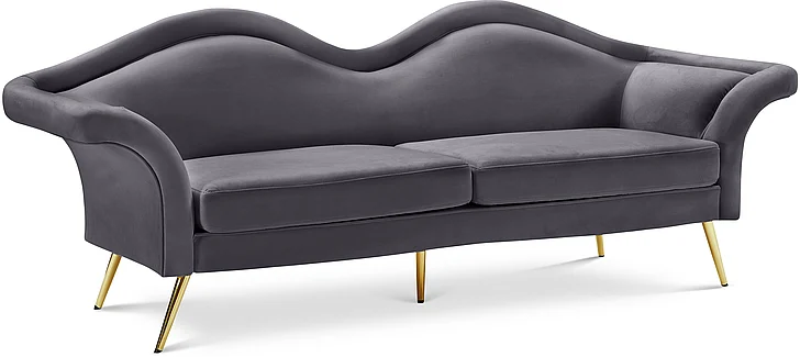 Meridian Lips Velvet Sofa in Grey Velvet 607Grey-S