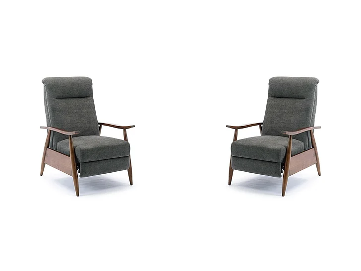 Comfort Pointe Soren Wood Arm Push Back Recliner - Charcoal 8022-26 (Set of 2)