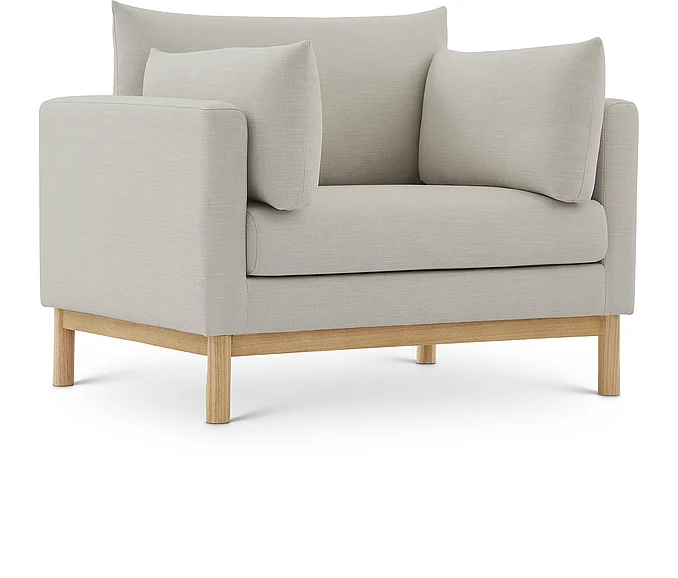 Meridian Langham Linen Textured Fabric Chair in Beige Linen Textured Fabric 157Beige-C
