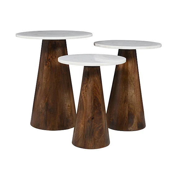 Jofran Nolan Marble Bunching Tables in Chestnut 2330-NOLANCHS