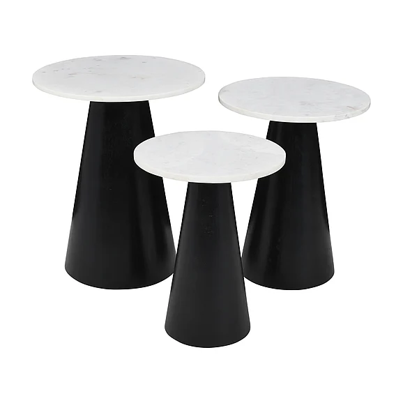 Jofran Nolan Marble Bunching Tables in Black 2330-NOLANBLK