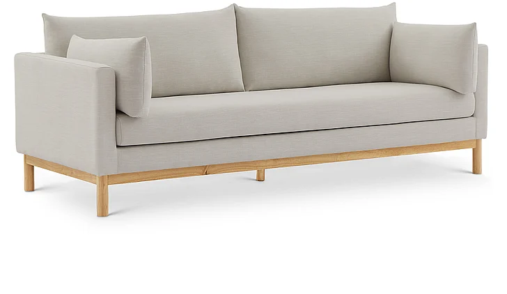 Meridian Langham Linen Textured Fabric Sofa in Beige Linen Textured Fabric 157Beige-S