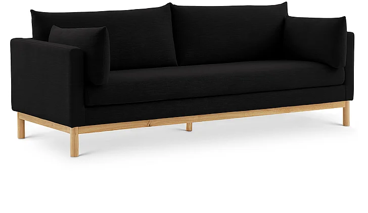 Meridian Langham Linen Textured Fabric Sofa in Black Linen Textured Fabric 157Black-S