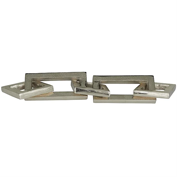 UMA CosmoLiving by Cosmopolitan Silver Aluminum Metal Chain Decorative Sculpture, 17" x 4" x 2" | 23316 CLOSEOUT