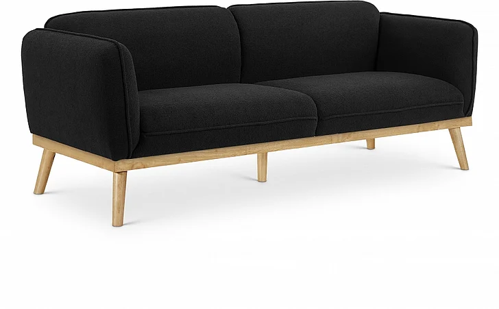 Meridian Nolita Boucle Fabric Sofa in Black Boucle Fabric 159Black-S