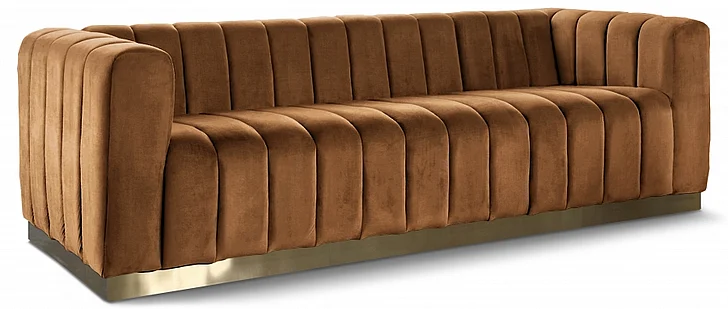 Meridian Marlon Velvet Sofa in Saddle Velvet 603Saddle-S