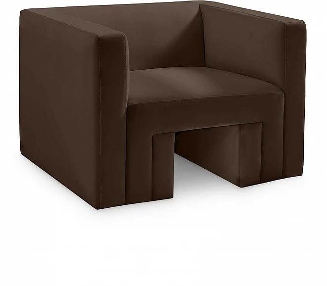 Meridian Henson Velvet Chair in Brown Velvet 665Brown-C