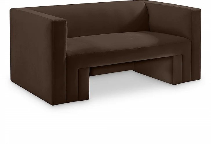 Meridian Henson Velvet Loveseat in Brown Velvet 665Brown-L