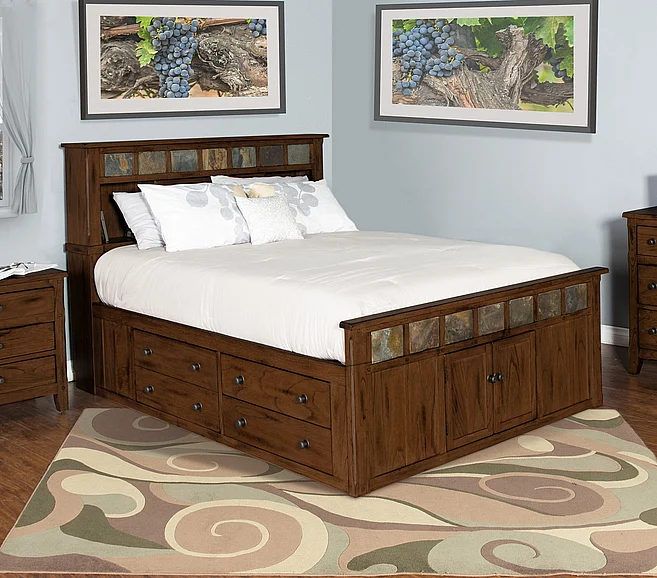 Sunny Designs Santa Fe Eastern King Storage Bed in Dark Chocolate 2334DC-SEK