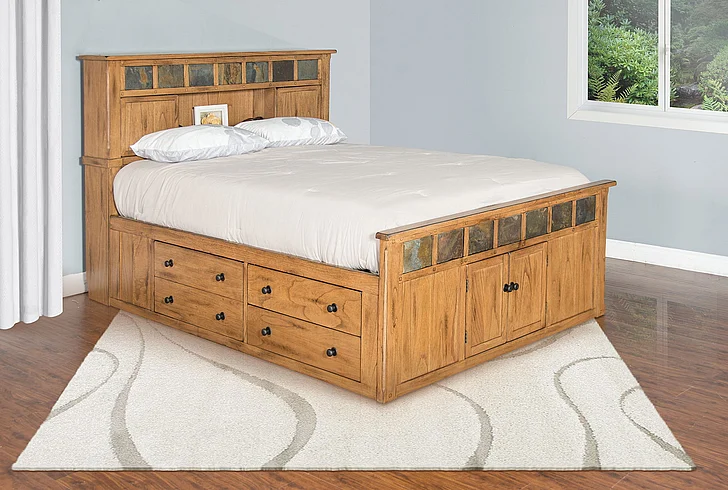 Sunny Designs Sedona Queen Storage Bed in Rustic Oak 2334RO-SQ