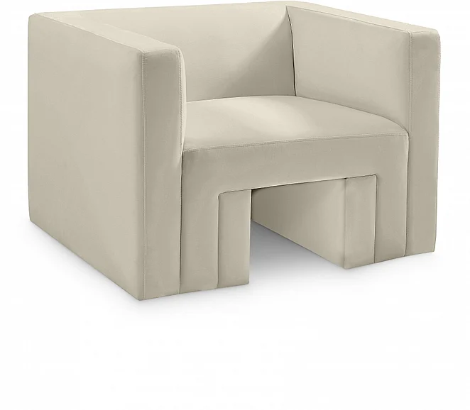 Meridian Henson Velvet Chair in Cream Velvet 665Cream-C