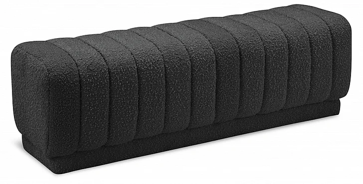 Meridian Heathrow Ottoman | Bench in Black Boucle Fabric 150Black