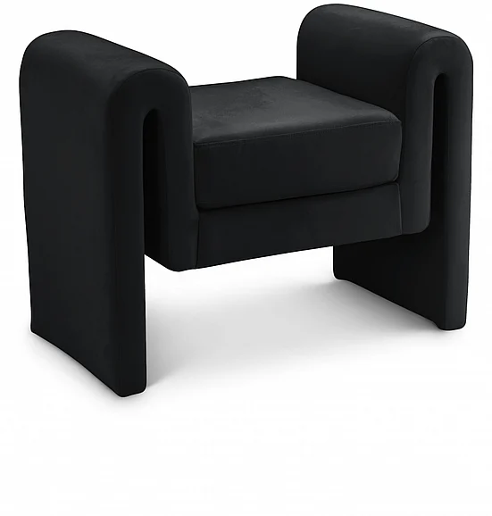 Meridian Sloan Velvet 31.5" Bench in Black Velvet 180Black