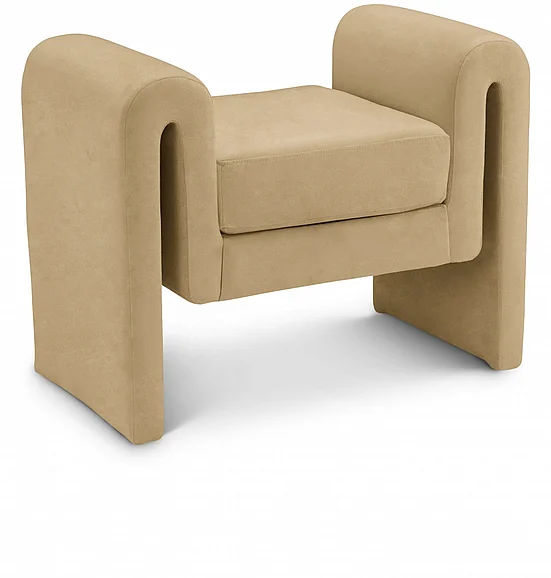 Meridian Sloan Velvet 31.5" Bench in Camel Velvet 180Camel