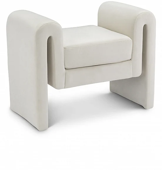 Meridian Sloan Velvet 31.5" Bench in Cream Velvet 180Cream