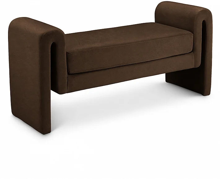 Meridian Sloan Velvet 51" Bench in Brown Velvet 181Brown