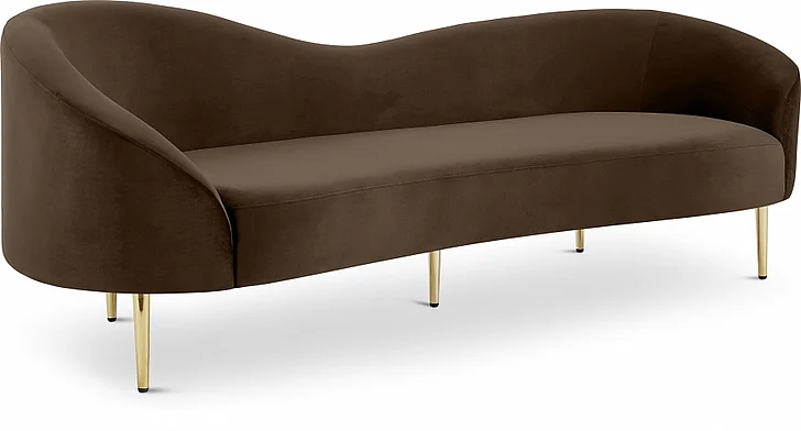 Meridian Ritz Velvet Sofa in Brown Velvet 659Brown-S