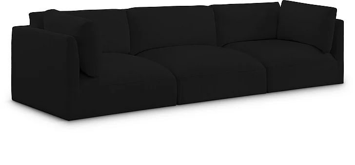 Meridian Ease Fabric Modular Sofa in Black Polyester Fabric 696Black-S114B