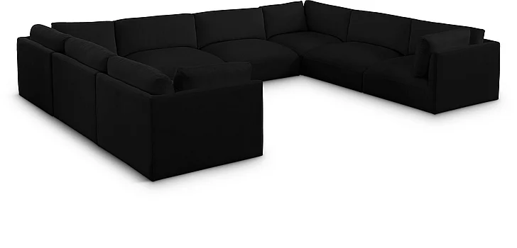 Meridian Ease Fabric Modular Sectional in Black Polyester Fabric 696Black-Sec8A