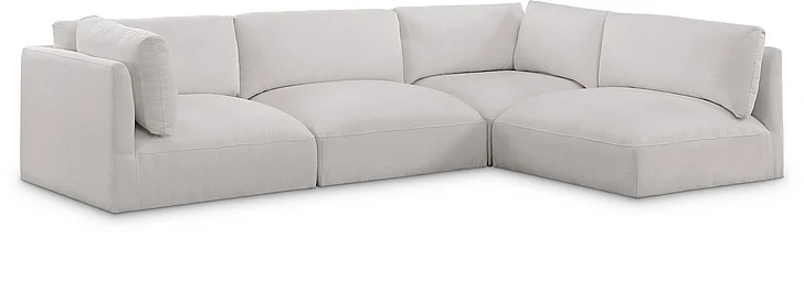 Meridian Ease Fabric Modular Sectional in Cream Polyester Fabric 696Cream-Sec4B