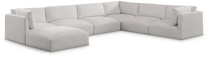 Meridian Ease Fabric Modular Sectional in Cream Polyester Fabric 696Cream-Sec7A