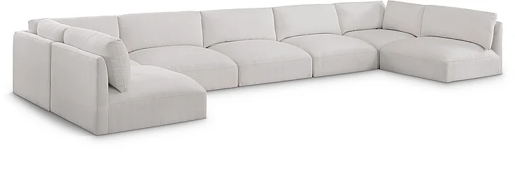 Meridian Ease Fabric Modular Sectional in Cream Polyester Fabric 696Cream-Sec7B