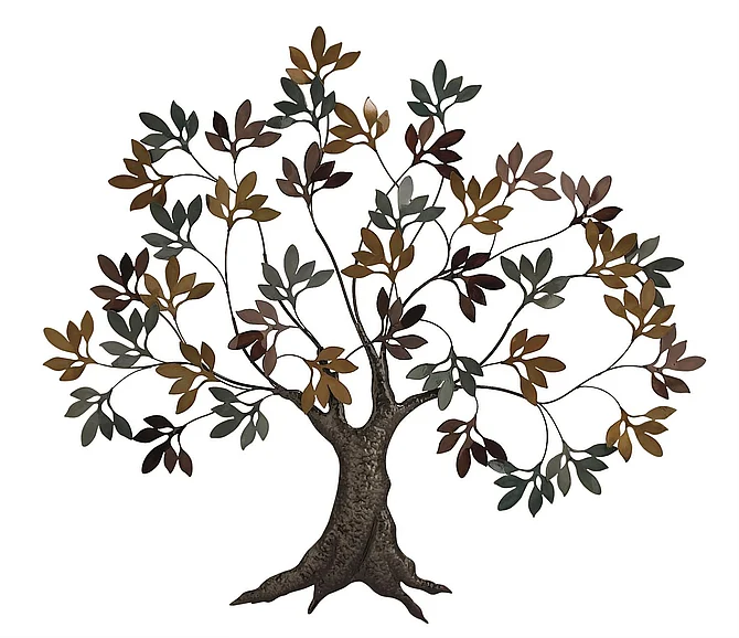 UMA Multi Colored Metal Tree Home Wall Decor with Leaf Detail, 47 x 2 x 42 | 23486
