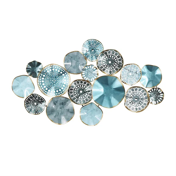 UMA Multi Colored Metal Plate 3D Overlapping Discs Home Wall Decor, 50 x 3 x 25 | 23488