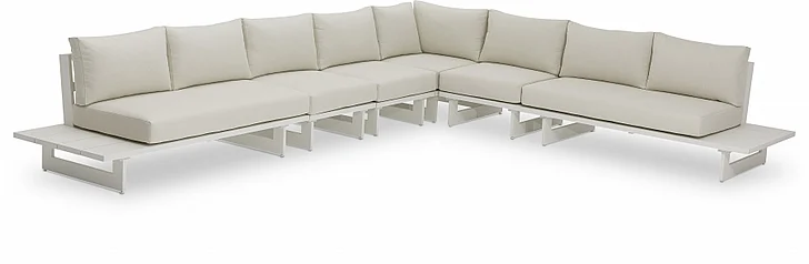 Meridian Maldives Water Resistant Fabric Outdoor Modular Sectional in Cream Water Resistant Fabric 337Cream-Sec3A