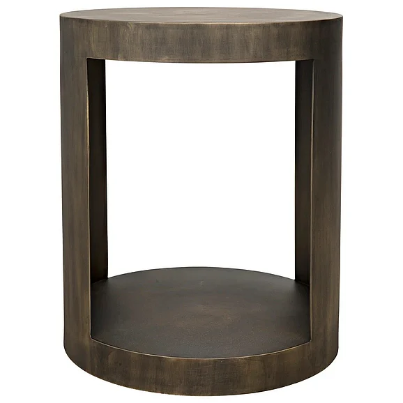 Noir Furniture Chrysler Side Table, Steel in Aged Brass GTAB814AB